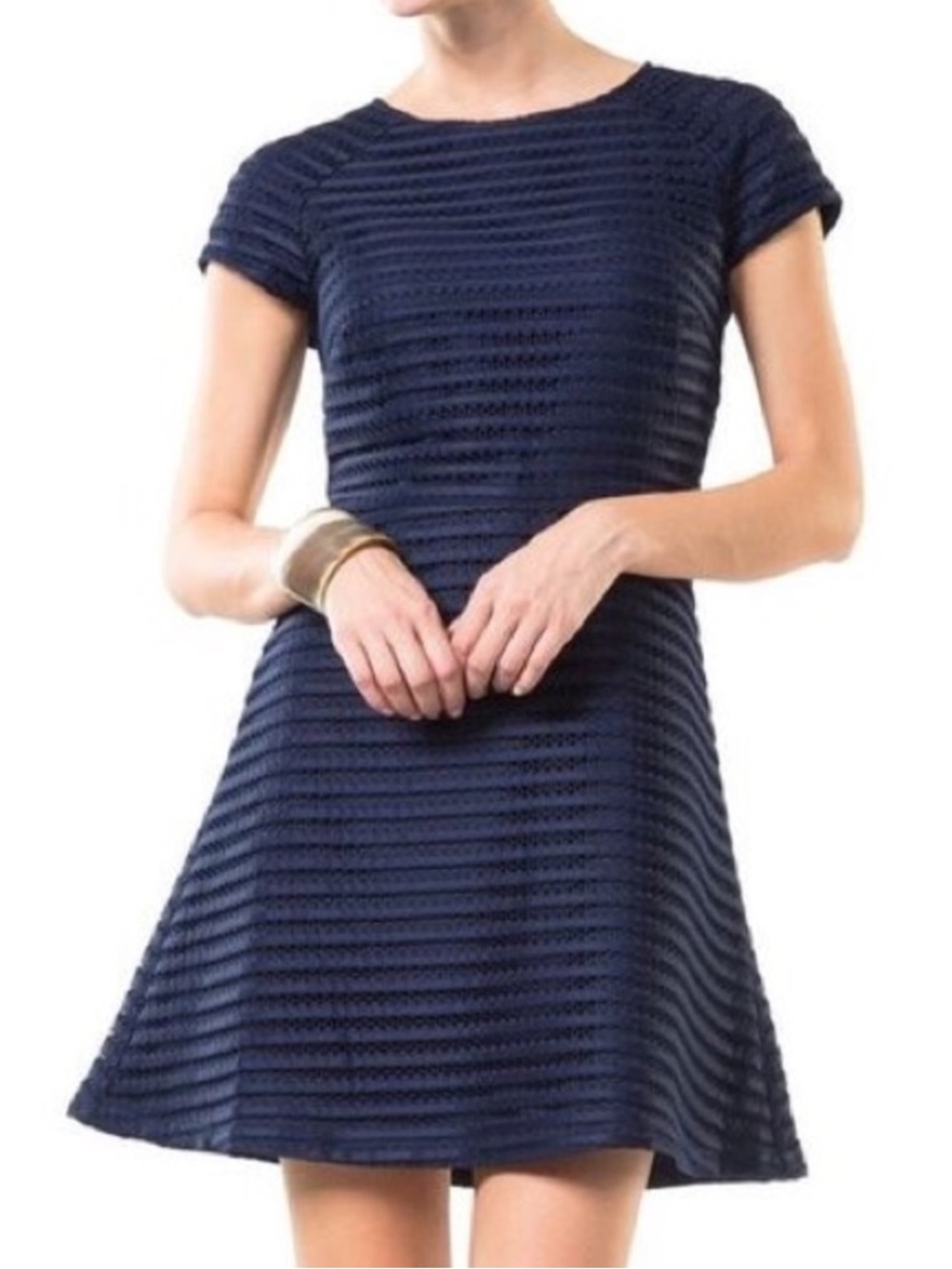 Sail to Sable Mesh to Madison Fit-and-Flare Navy Mini Dress - Size 10